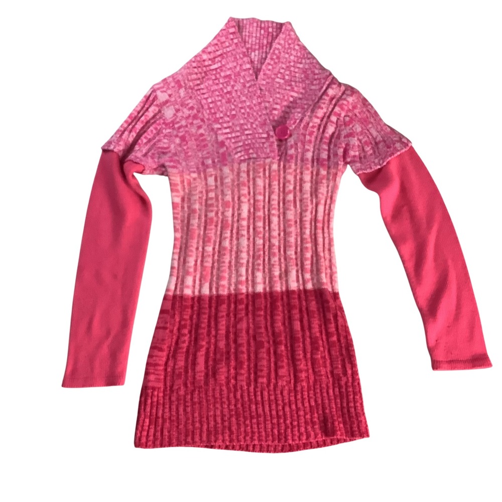 Derek Heart Sweater Tunic Girls 14 Pink Ribbed Knit Long Sleeve Top Pullover Kid